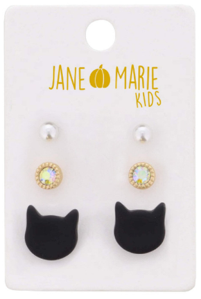 Black Cat Earring Set of 3
