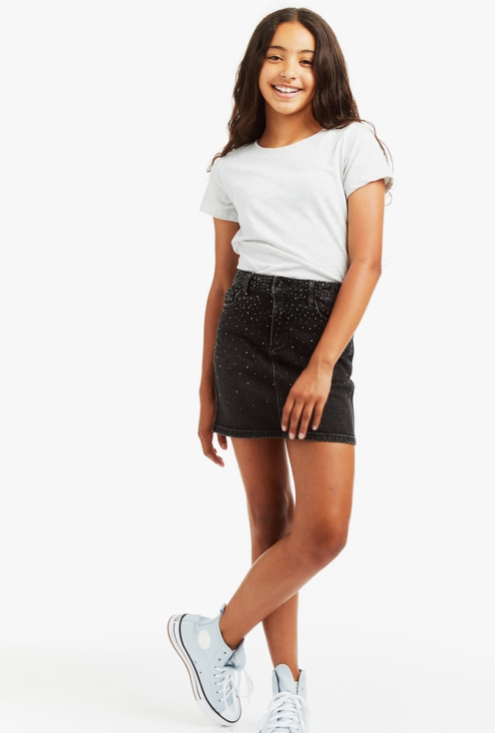 Black Mini Skirt w/Ombre Studs