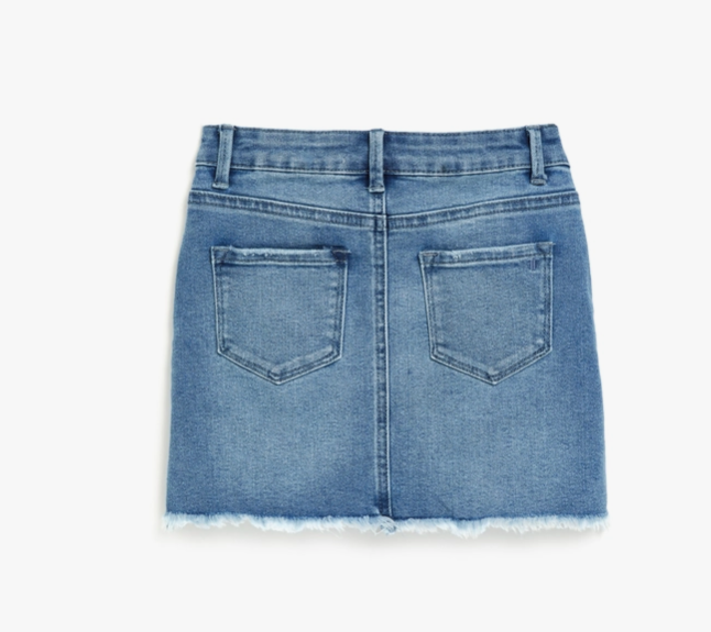 Indigo Denim Mini Skirt w/Fray Hem