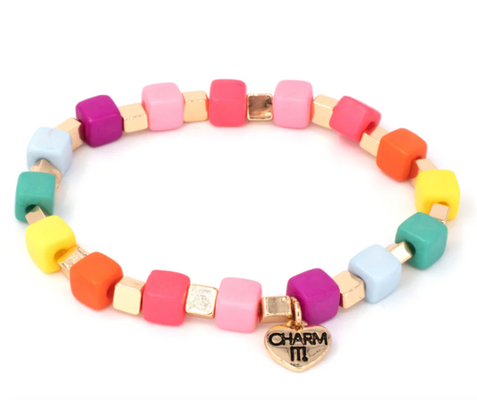 Gold Cube Stretch Bracelet