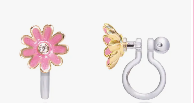 CLIP ON Pink Daisy Earrings