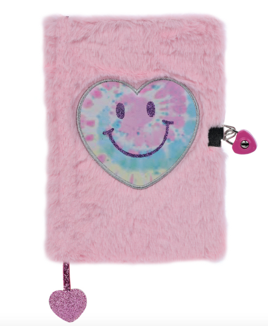 Heart Tie Dye Lock and Key Furry Journal