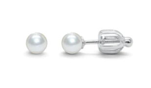 Silver Pearl Stud Earrings