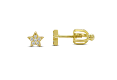 Gold Pave Star Stud Earrings