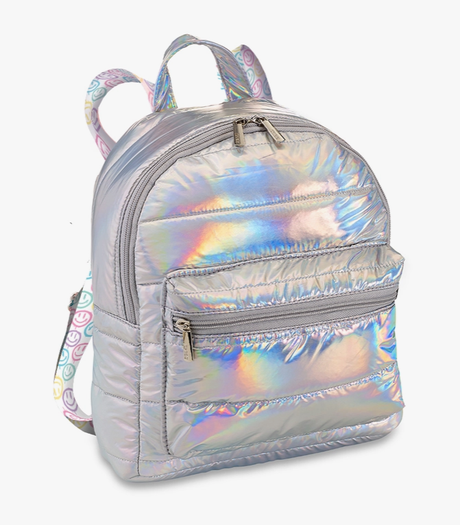 Iridescent Puffer Mini Backpack w/Happy Burst Straps