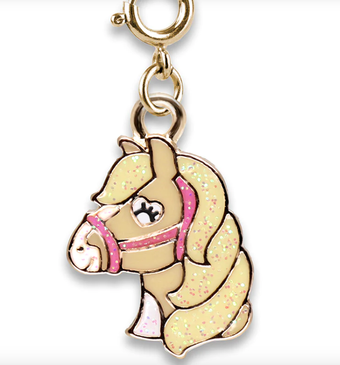 Gold Glitter Horse Charm