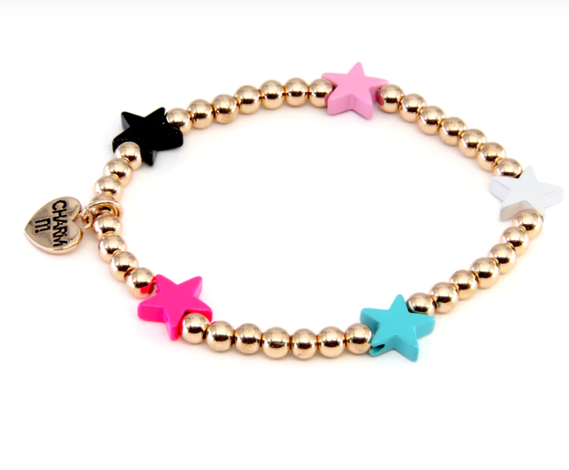 Gold Bead Multi Star Stretch Bracelet