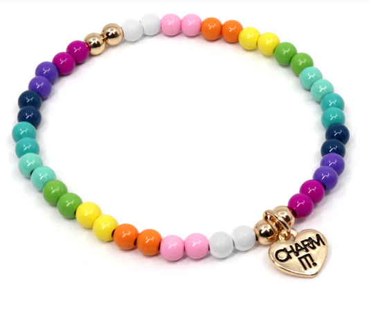 Gold Rainbow Bead Stretch Bracelet