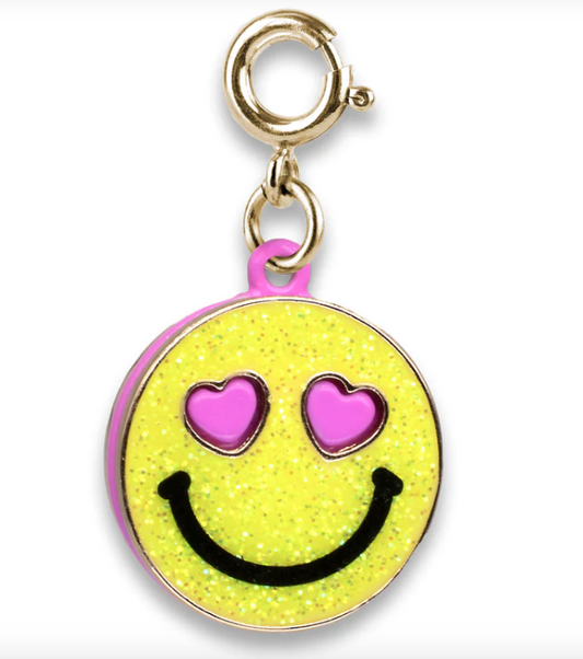 Gold Glitter Smiley Face Charm