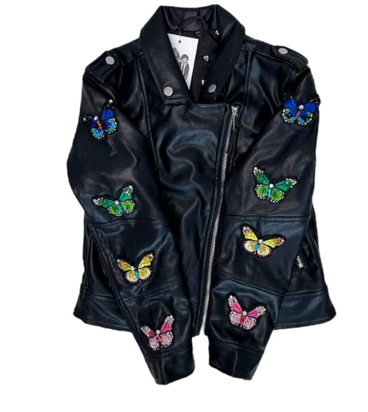 Gem Butterfly Vegan Moto Jacket