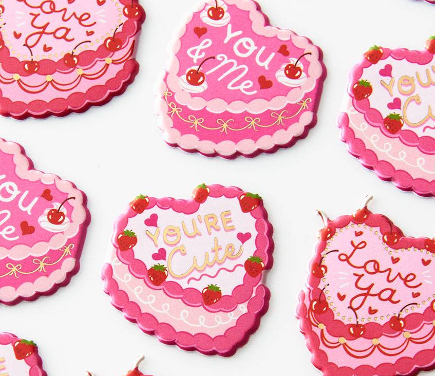 Vintage Heart Cake Stickers