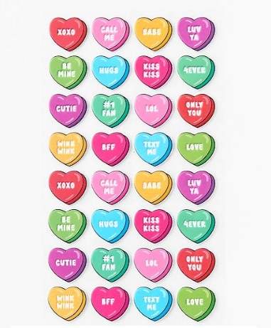 Puffy Candy Heart Stickers