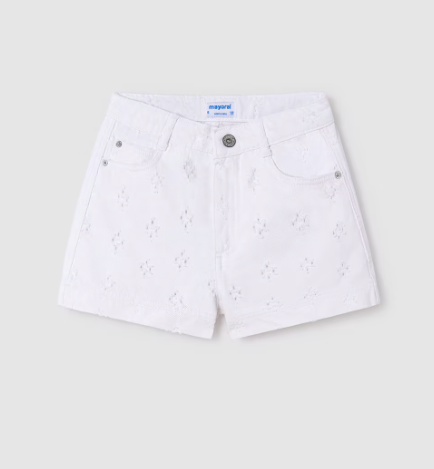 White Pattern Denim Shorts | 6269