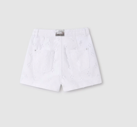 White Pattern Denim Shorts | 6269