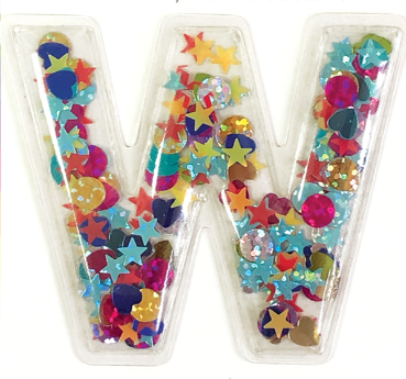 W Initial Confetti Sticker Patch