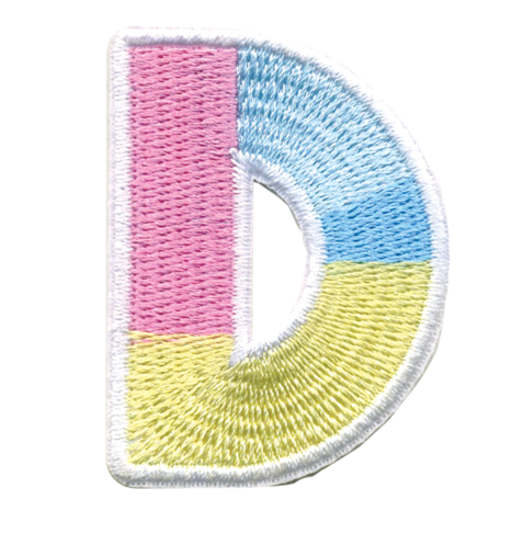 D Initial Color Block Sticker Patch