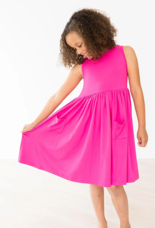 Hot Pink Tank Pocket Twirl Dress