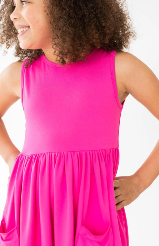 Hot Pink Tank Pocket Twirl Dress