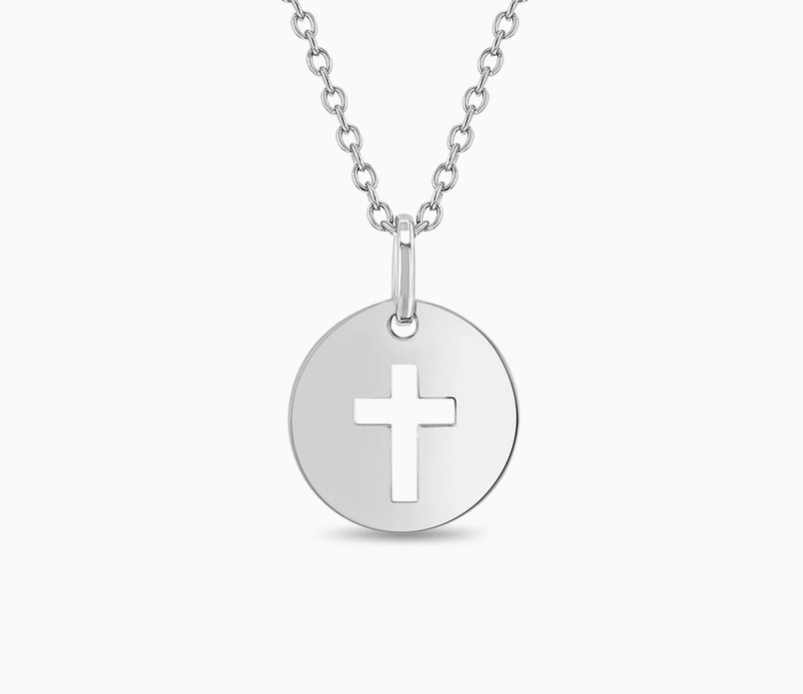 Round Cross Cutout Necklace | Sterling Silver