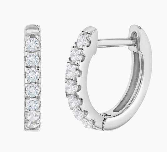 Clear Cz Huggie Earrings | Sterling Silver