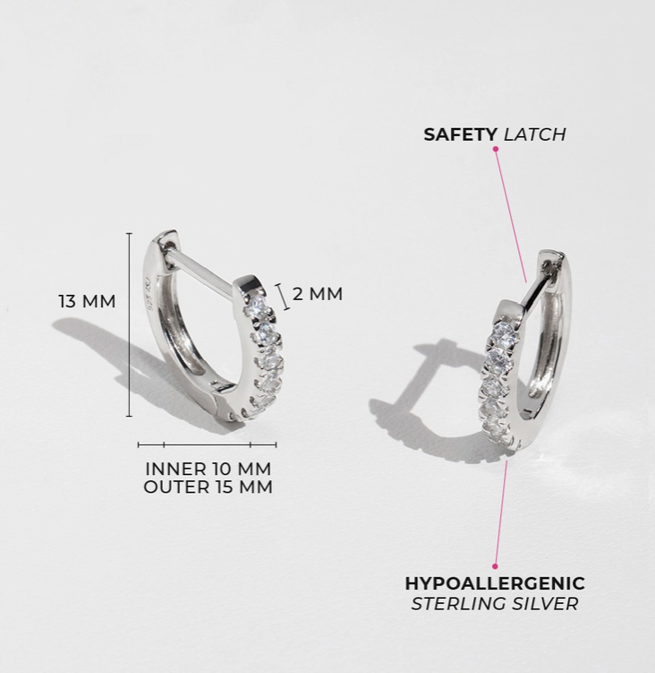 Clear Cz Huggie Earrings | Sterling Silver