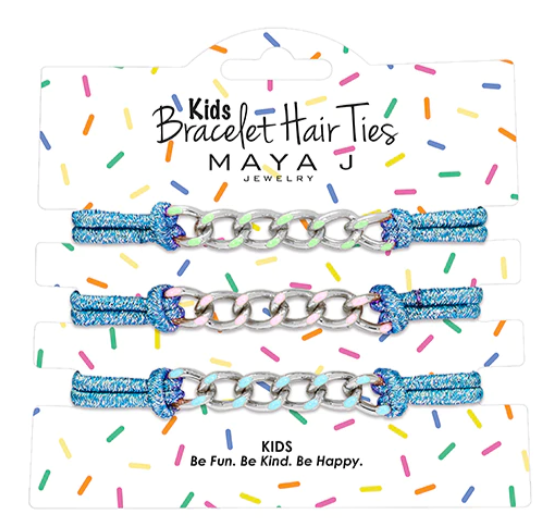 Bracelet Hair Ties | Blue w/Multicolor Chain