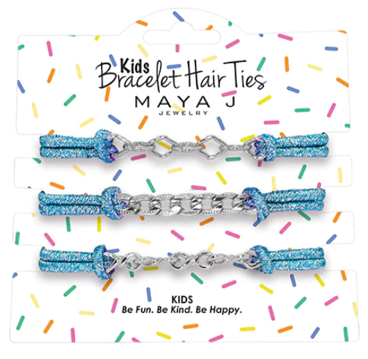 Bracelet Hair Ties | Blue w/Silver Chain