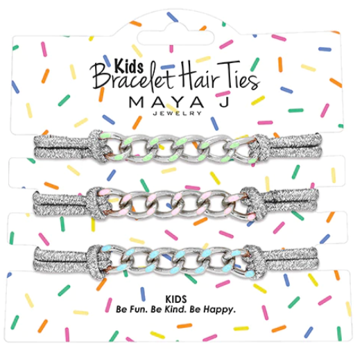 Bracelet Hair Ties | Silver w/Multicolor Chain