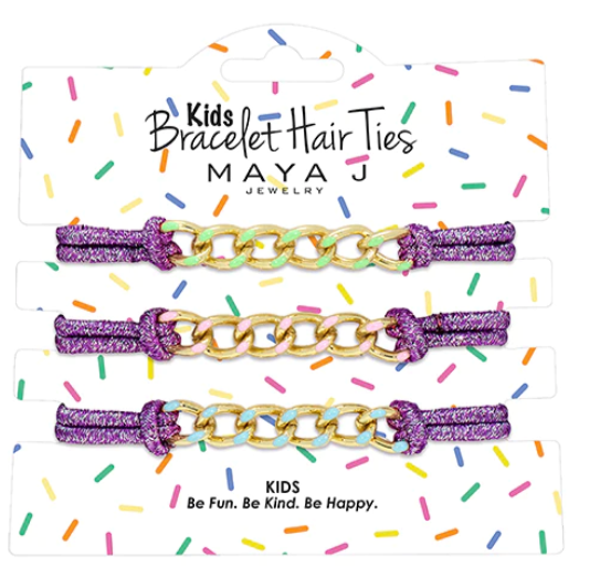 Bracelet Hair Ties | Purple w/Multicolor Chain