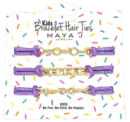 Bracelet Hair Ties | Purple w/Gold Chain