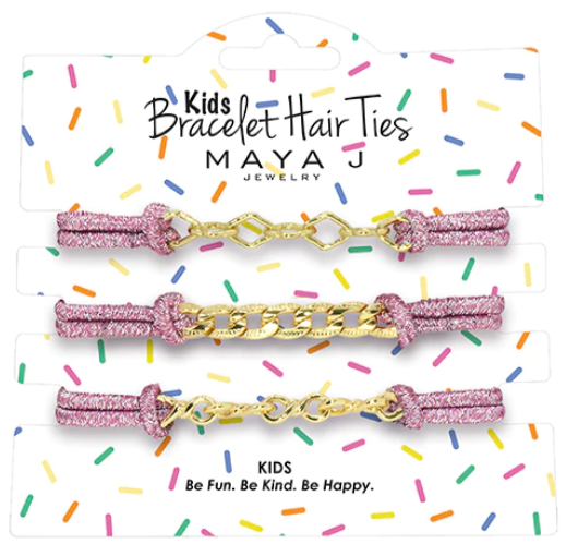 Bracelet Hair Ties | Pink w/Gold Chain