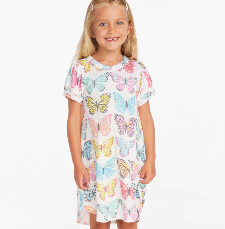 Puff Sleeve Butterfly TShirt Dress