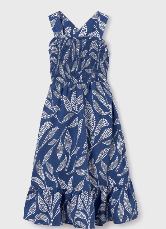 Blue Print Midi Dress | 6962