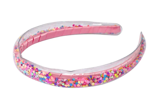 Rainbow Hearts Glitter Headband