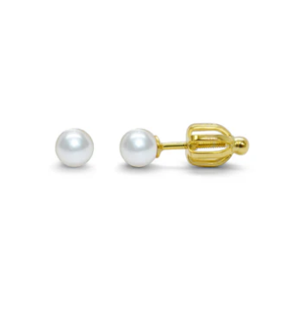 Gold Pearl Stud Earrings