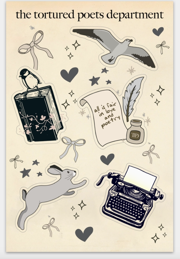 Taylor Album Sticker Sheet | Tortured Poets Department