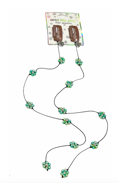 Blue/Green Flower Hair Jewelry