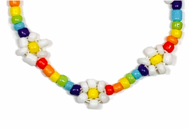 Primary Rainbow Beaded Flower Necklace