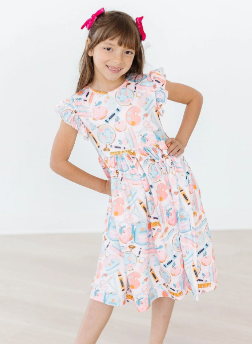 Class Act Flutter Sleeve Twirl Dress