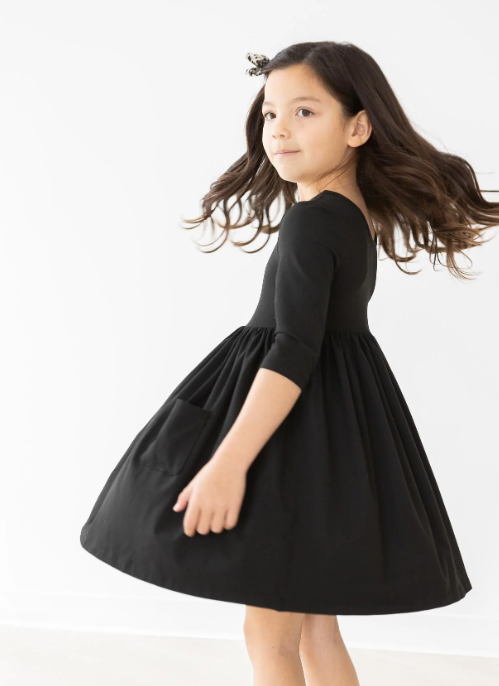 Black 3/4 Pocket Twirl Dress