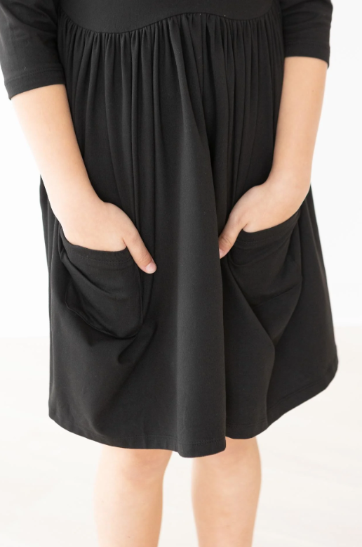 Black 3/4 Pocket Twirl Dress