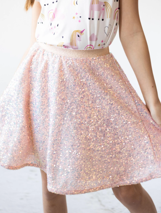 Peach Sequin Twirl Skirt