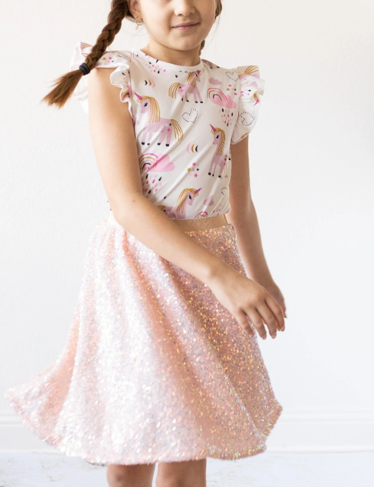 Peach Sequin Twirl Skirt