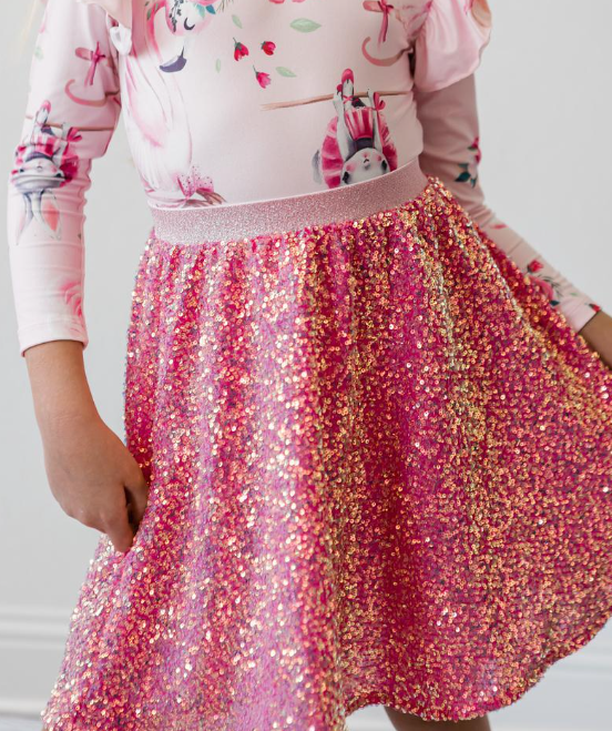 Hot Pink Sequin Twirl Skirt