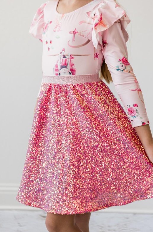 Hot Pink Sequin Twirl Skirt