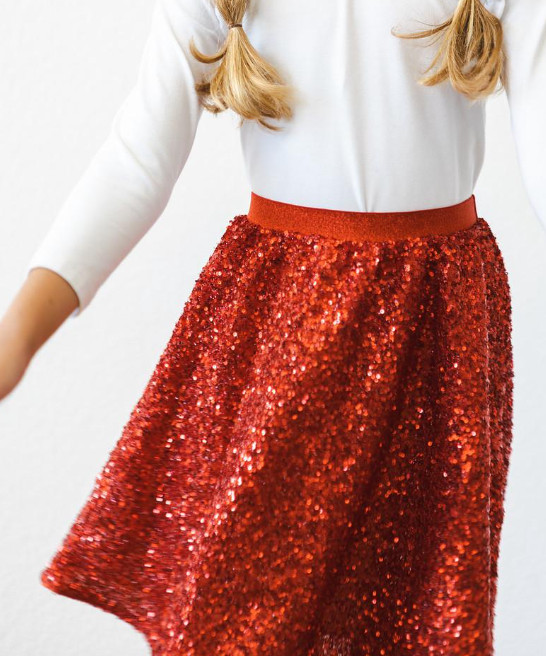 Red Sequin Twirl Skirt