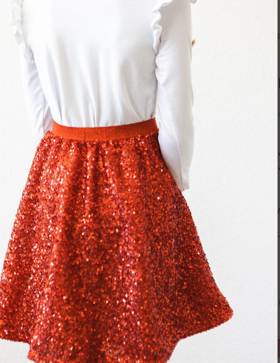 Red Sequin Twirl Skirt