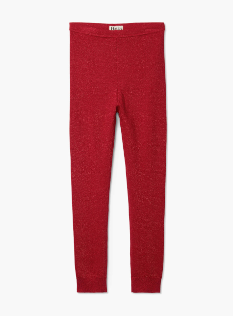 Red Shimmer Knit Leggings
