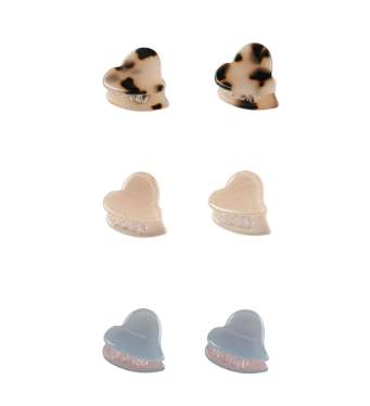 Mini Heart Clips | Tortoise, Dusty Blue, Shell