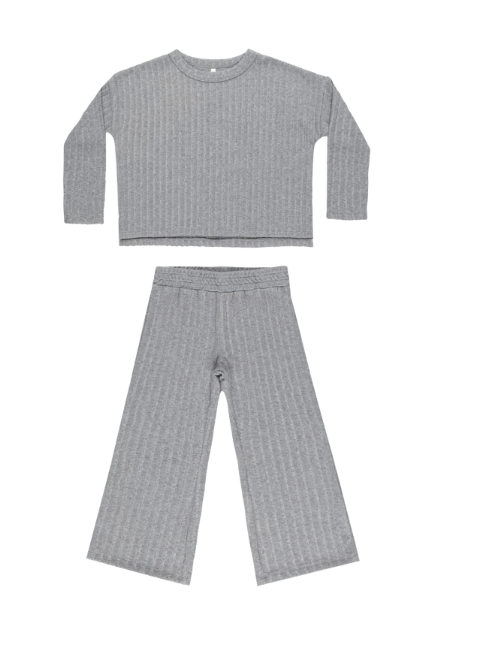 Cozy Rib Knit Set | Dusty Blue